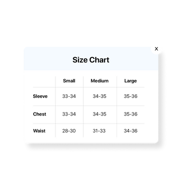 Add a size chart pop-up